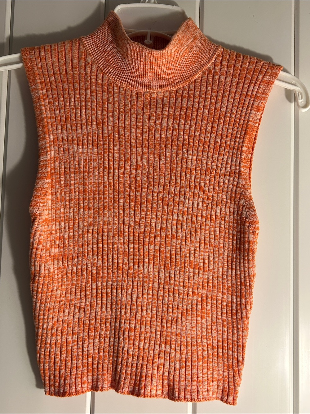 Forever 21 Orange Marled Mock Neck Sleeveless Ribbed Knit Sweater S crop top